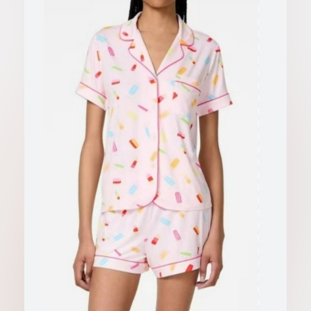 NWT Kate Spade Short Sleeve Notch  Collar Short PJ Set